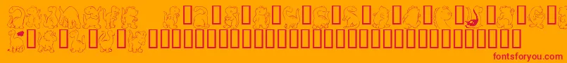 KrNickysDinos-Schriftart – Rote Schriften auf orangefarbenem Hintergrund