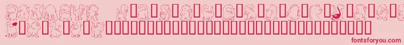 KrNickysDinos-Schriftart – Rote Schriften auf rosa Hintergrund