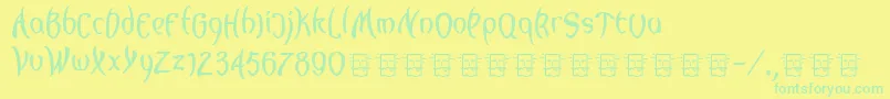 フォントLagegg – 黄色い背景に緑の文字