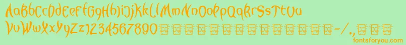 Lagegg-Schriftart – Orangefarbene Schriften auf grünem Hintergrund