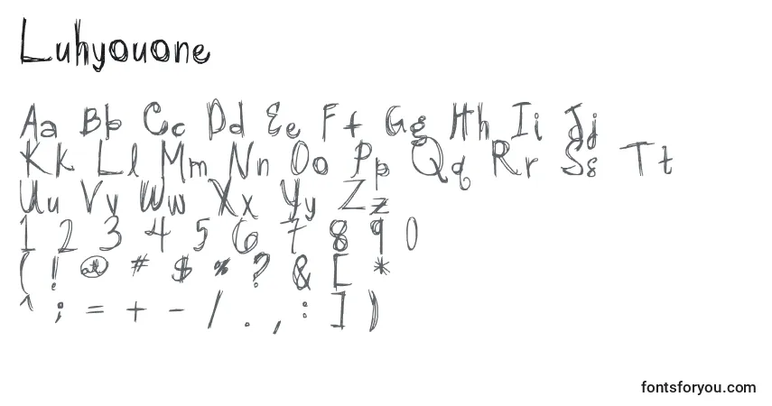 Czcionka Luhyouone – alfabet, cyfry, specjalne znaki