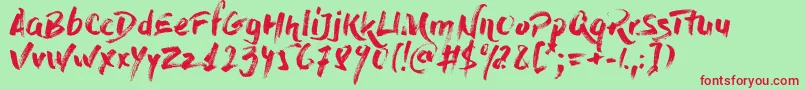 DryBrush-Schriftart – Rote Schriften auf grünem Hintergrund