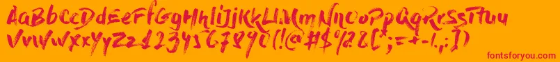 DryBrush-Schriftart – Rote Schriften auf orangefarbenem Hintergrund