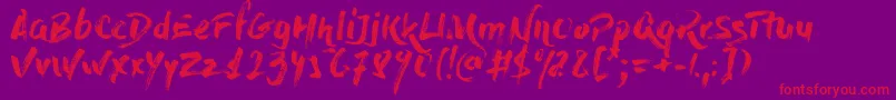 Fonte DryBrush – fontes vermelhas em um fundo violeta