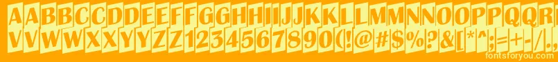 Albion8-Schriftart – Gelbe Schriften auf orangefarbenem Hintergrund