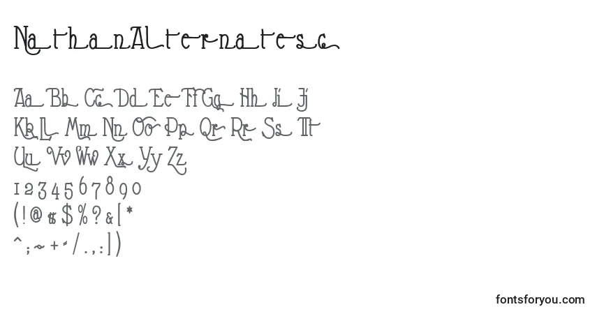 A fonte NathanAlternatesc – alfabeto, números, caracteres especiais