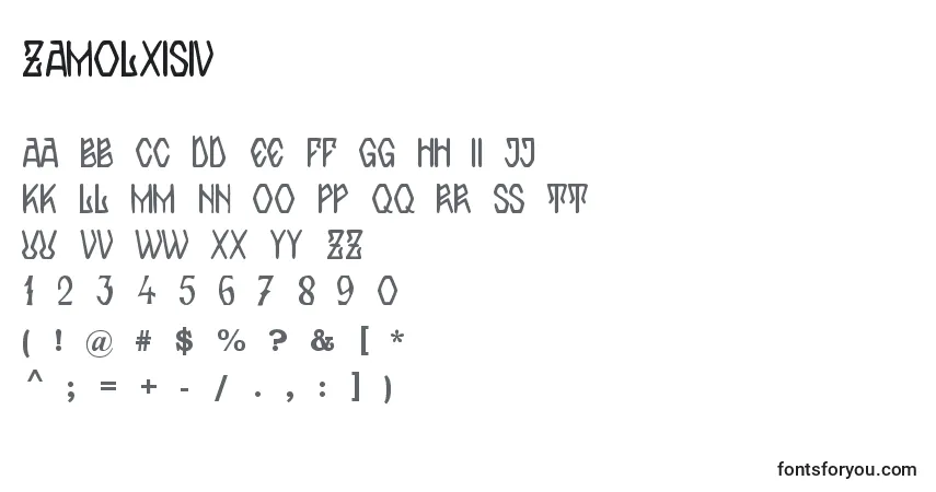 A fonte ZamolxisIv – alfabeto, números, caracteres especiais