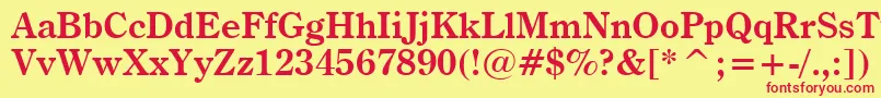 Czcionka CenturyOldstyleBoldBt – czerwone czcionki na żółtym tle