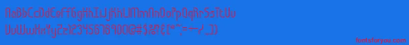 ObstacleLinesBrk-Schriftart – Rote Schriften auf blauem Hintergrund