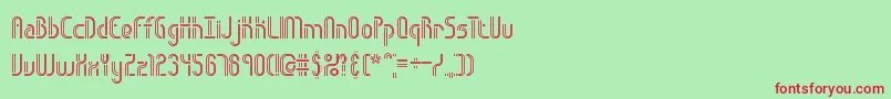 フォントObstacleLinesBrk – 赤い文字の緑の背景