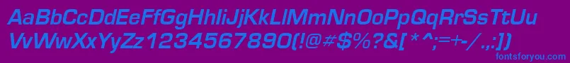 Fonte EuroseItalic – fontes azuis em um fundo violeta
