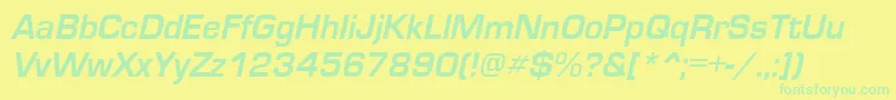 Fonte EuroseItalic – fontes verdes em um fundo amarelo