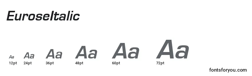 Размеры шрифта EuroseItalic