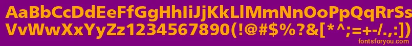 FrutigerltstdBlack-Schriftart – Orangefarbene Schriften auf violettem Hintergrund