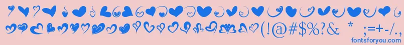 FotograamiHearts01-Schriftart – Blaue Schriften auf rosa Hintergrund