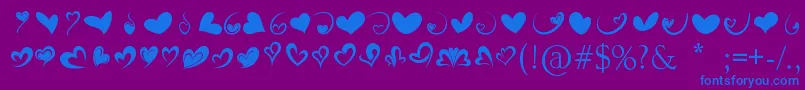 FotograamiHearts01-Schriftart – Blaue Schriften auf violettem Hintergrund