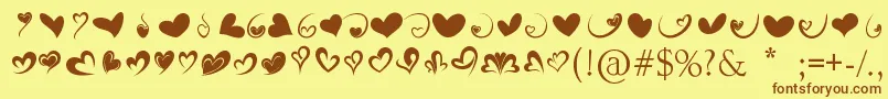 FotograamiHearts01 Font – Brown Fonts on Yellow Background