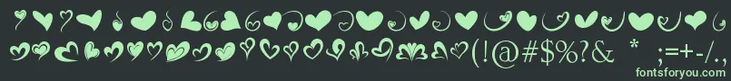 FotograamiHearts01 Font – Green Fonts on Black Background