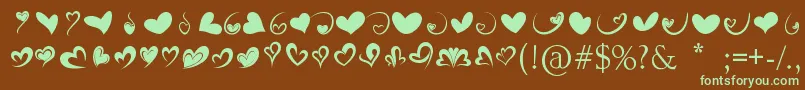 FotograamiHearts01 Font – Green Fonts on Brown Background