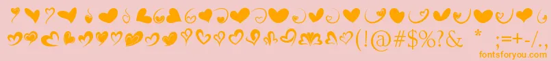 FotograamiHearts01-Schriftart – Orangefarbene Schriften auf rosa Hintergrund