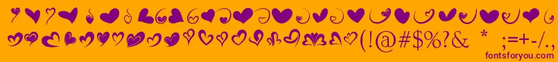 FotograamiHearts01 Font – Purple Fonts on Orange Background