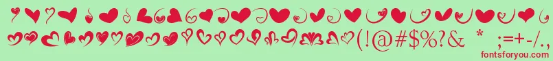 FotograamiHearts01 Font – Red Fonts on Green Background