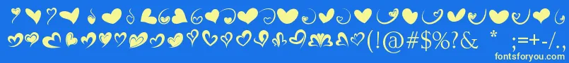 FotograamiHearts01 Font – Yellow Fonts on Blue Background