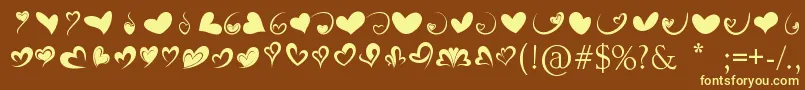 FotograamiHearts01 Font – Yellow Fonts on Brown Background