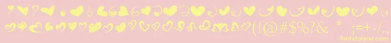 FotograamiHearts01-Schriftart – Gelbe Schriften auf rosa Hintergrund