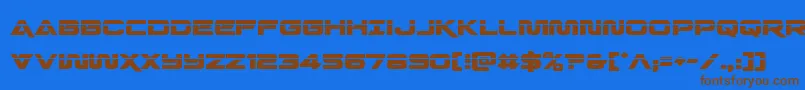 Quarkstormlaser-Schriftart – Braune Schriften auf blauem Hintergrund