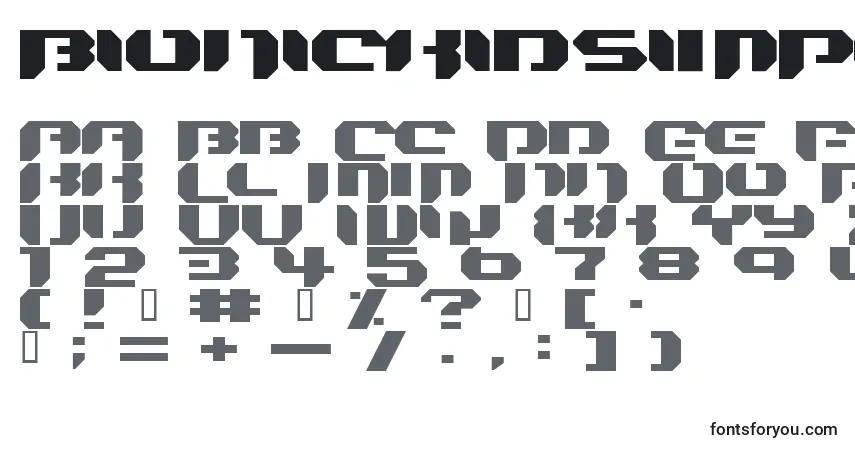 Schriftart Bionickidsimple – Alphabet, Zahlen, spezielle Symbole