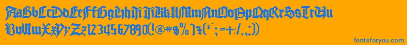 CathedralNormal-Schriftart – Blaue Schriften auf orangefarbenem Hintergrund