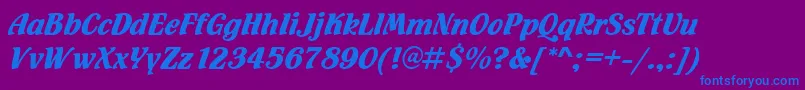 フォントFuegoRegular – 紫色の背景に青い文字
