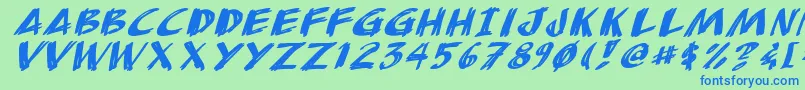 AnudawItalic-Schriftart – Blaue Schriften auf grünem Hintergrund