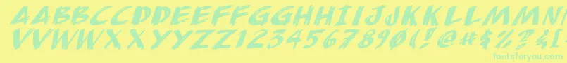 AnudawItalic Font – Green Fonts on Yellow Background