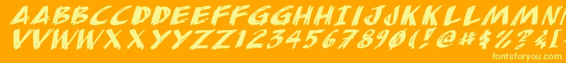 AnudawItalic-Schriftart – Gelbe Schriften auf orangefarbenem Hintergrund