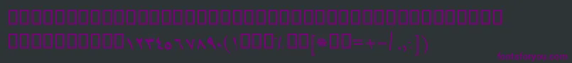 Czcionka BTehranItalic – fioletowe czcionki na czarnym tle