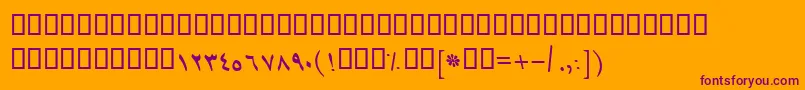 BTehranItalic-Schriftart – Violette Schriften auf orangefarbenem Hintergrund