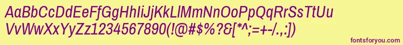 ArchivonarrowItalic Font – Purple Fonts on Yellow Background