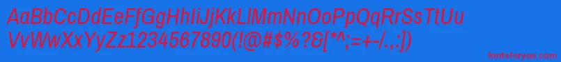 ArchivonarrowItalic Font – Red Fonts on Blue Background