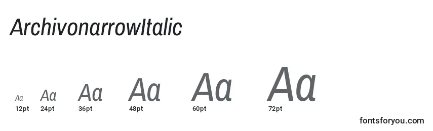 Размеры шрифта ArchivonarrowItalic