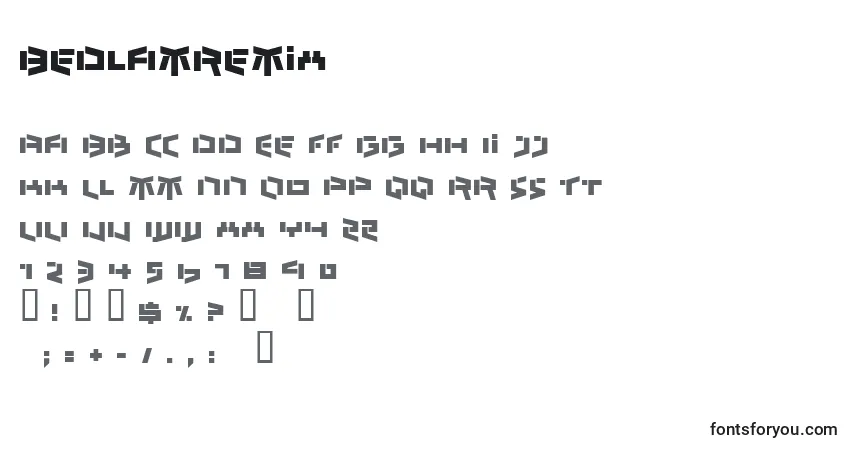 Schriftart BedlamRemix – Alphabet, Zahlen, spezielle Symbole