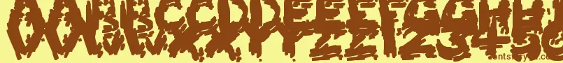 BurntFirewood-Schriftart – Braune Schriften auf gelbem Hintergrund