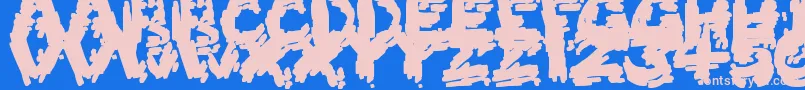 フォントBurntFirewood – ピンクの文字、青い背景