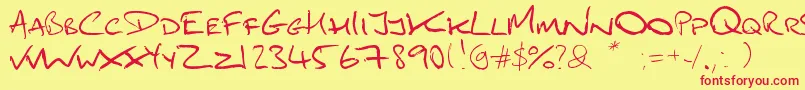 Mydai1-Schriftart – Rote Schriften auf gelbem Hintergrund