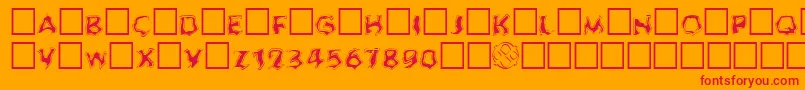 Ghoulofill Font – Red Fonts on Orange Background