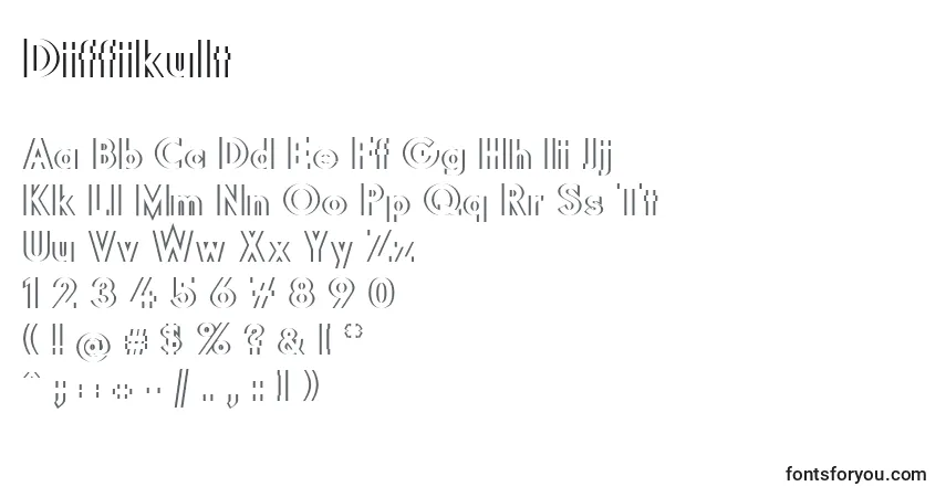 Fuente Diffikult - alfabeto, números, caracteres especiales