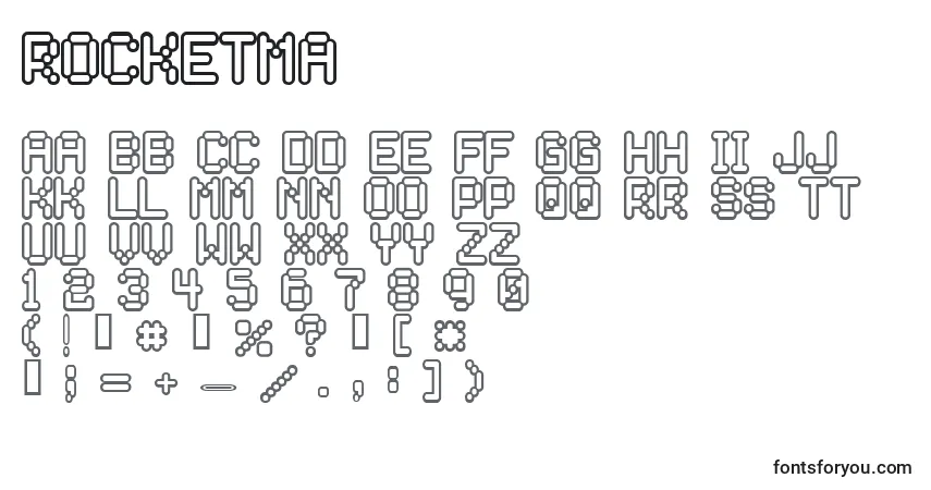 Schriftart Rocketma – Alphabet, Zahlen, spezielle Symbole