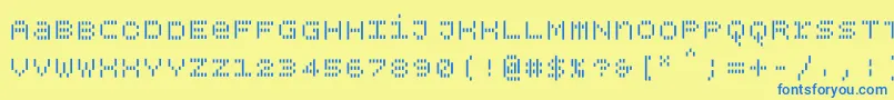 Czcionka Bpdotsunicaseverticalbold – niebieskie czcionki na żółtym tle