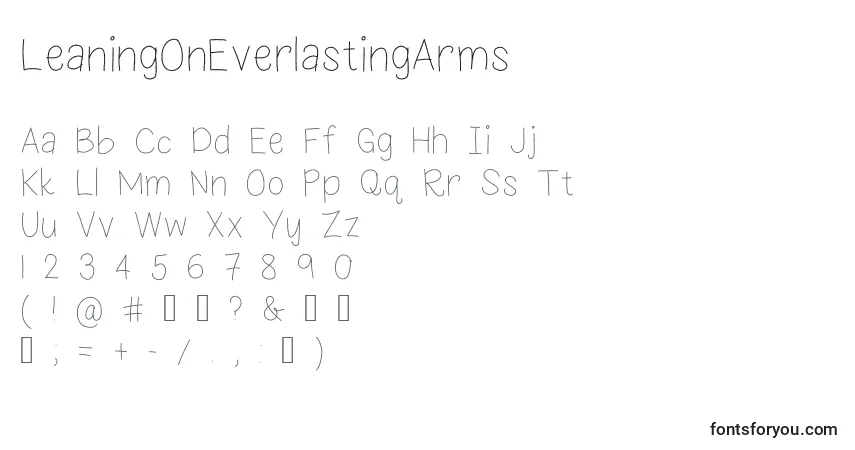 Czcionka LeaningOnEverlastingArms – alfabet, cyfry, specjalne znaki